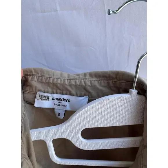 Saunders x RTR Beige Ruched Shirt Dress Size 6 Good - Picture 5 of 5